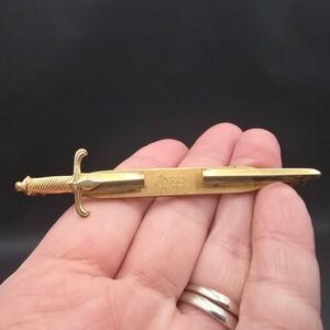 Vintage Anson Sword and Scabbard Tie Clip Gold Tone Mens Jewelry Pat Pend